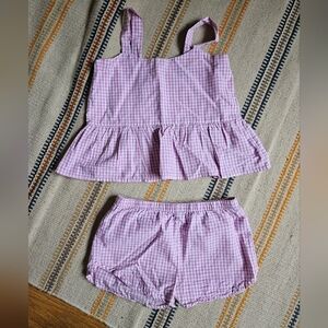 Maison Me Pink Gingham Sleeveless Top and Shorts Set